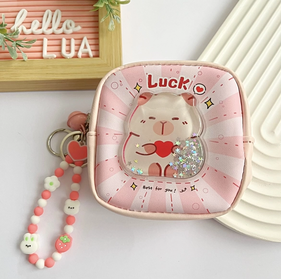 Sulu Capybara detaylı cüzdan/ mini çanta