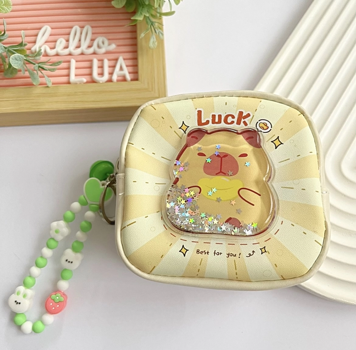 Sulu Capybara detaylı cüzdan/ mini çanta