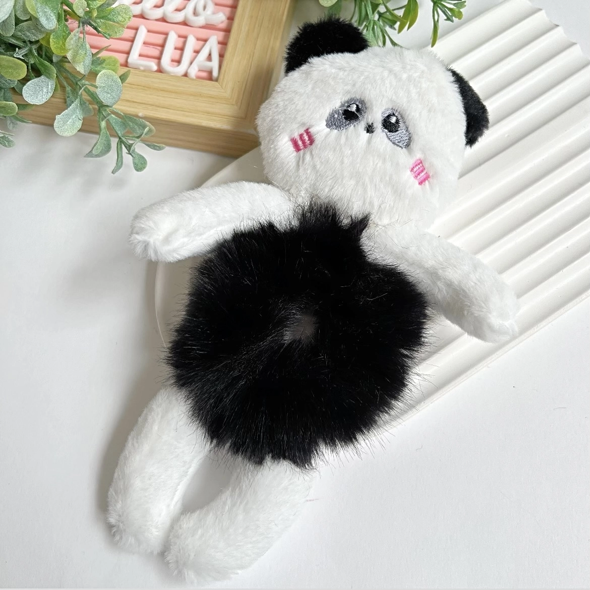 Sevimli panda peluş lastik toka adet 