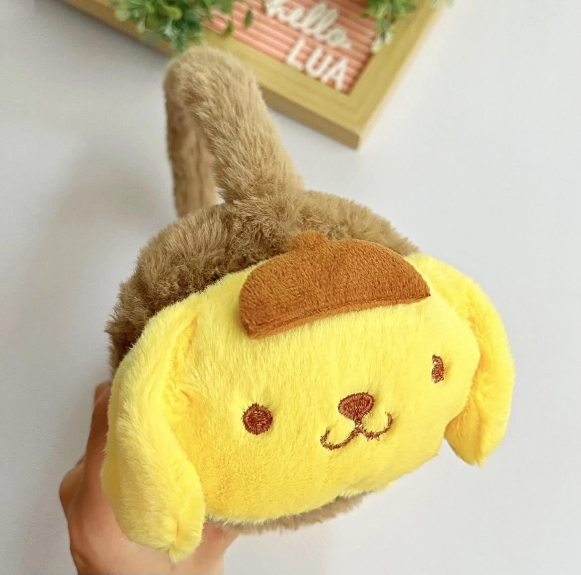 Kahverengi sevimli peluş kulaklık