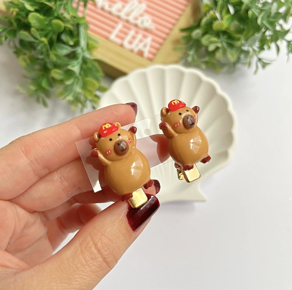 Capybara figürlü mini pens toka çifti