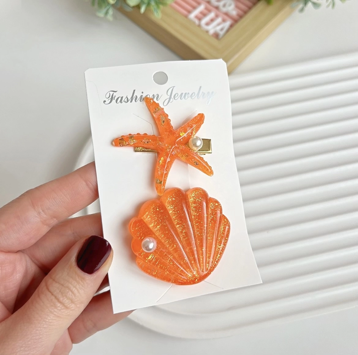 Deniz temalı pens toka ikilisi