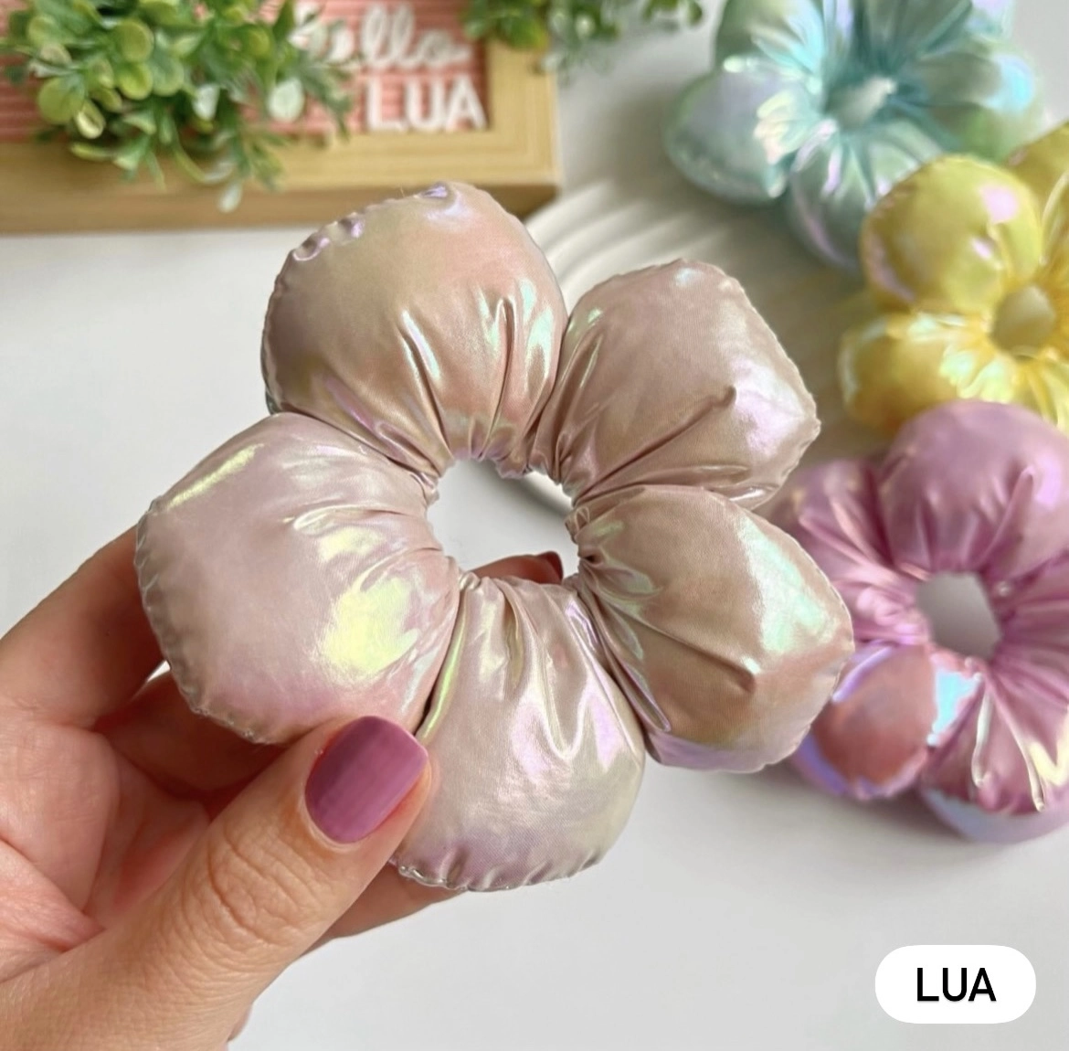 Puffy çiçek lastik toka adet
