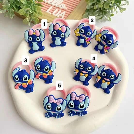 Stitch figürlü lastik toka çifti