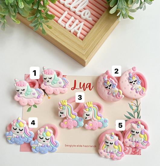 Unicorn figürlü lastik toka çifti 