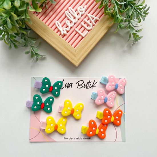 Minnie fiyonk figürlü mini pens toka çifti
