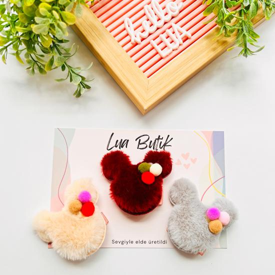 Mickey figürlü peluş pens toka adet