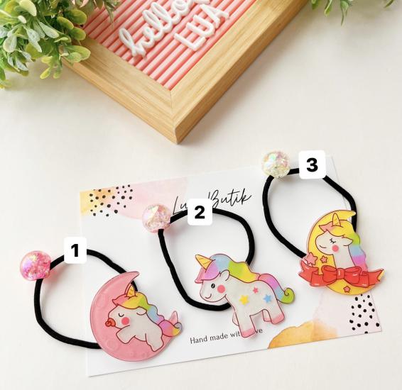 Unicorn figürlü bağlama lastik toka adet