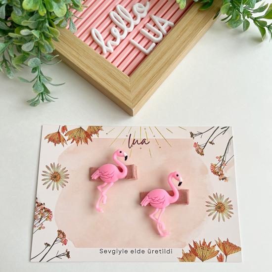 Flamingo figürlü mini pens toka çifti