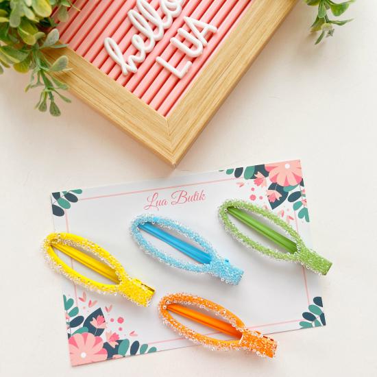 Mini şeffaf boncuk detaylı pens toka Adet