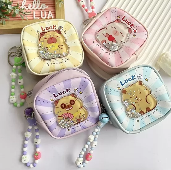 Sulu Capybara detaylı cüzdan/ mini çanta