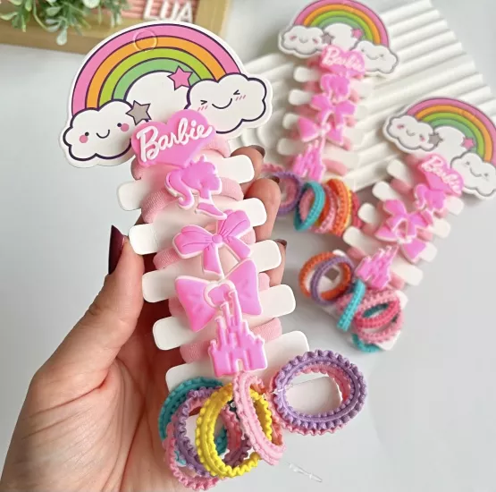 Barbie figürlü lastik toka seti
