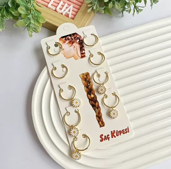 Saç küpesi seti Papatya