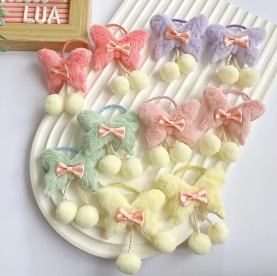 Peluş kelebek lastik toka çifti