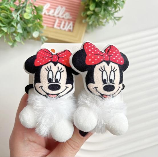 Minnie mouse figürlü ponpon detaylı lastik toka çifti