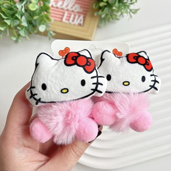 Hello kitty figürlü ponpon detaylı lastik toka çifti