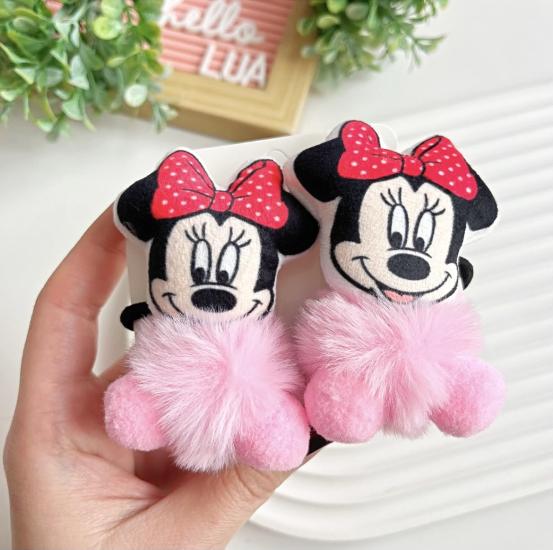 Minnie mouse figürlü ponpon detaylı lastik toka çifti