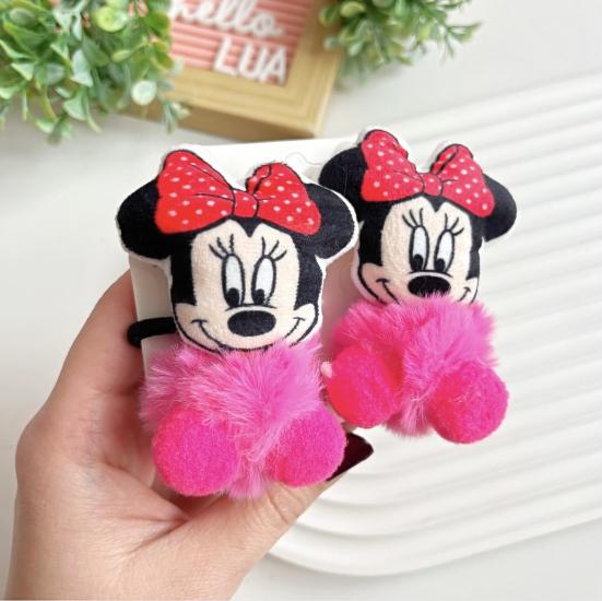 Minnie mouse figürlü ponpon detaylı lastik toka çifti