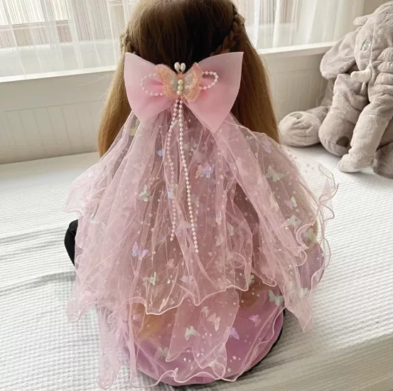 Uzun tül detaylı prenses pens toka