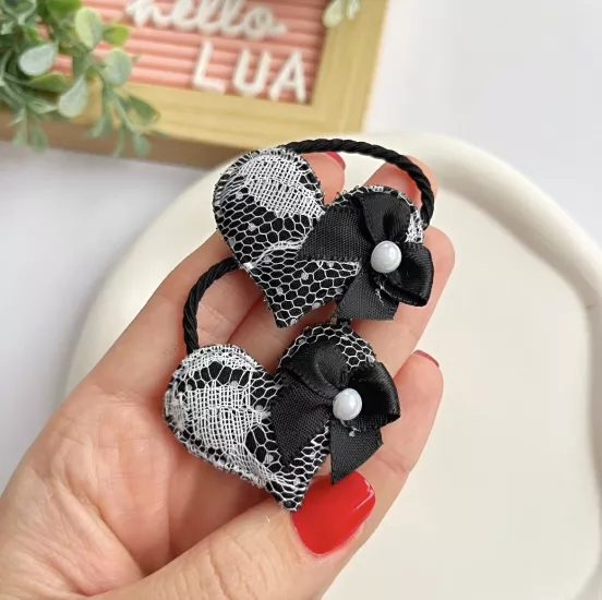 Kalp figürlü lastik toka çifti