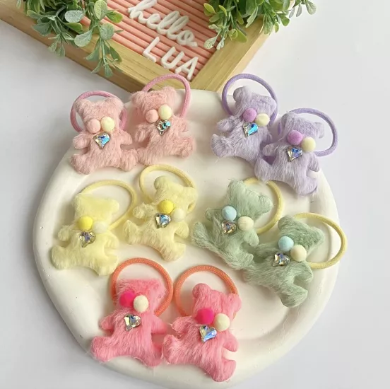 Ayıcık figürlü lastik toka çifti