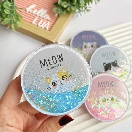 Kedi figürlü parıltılı ayna adet