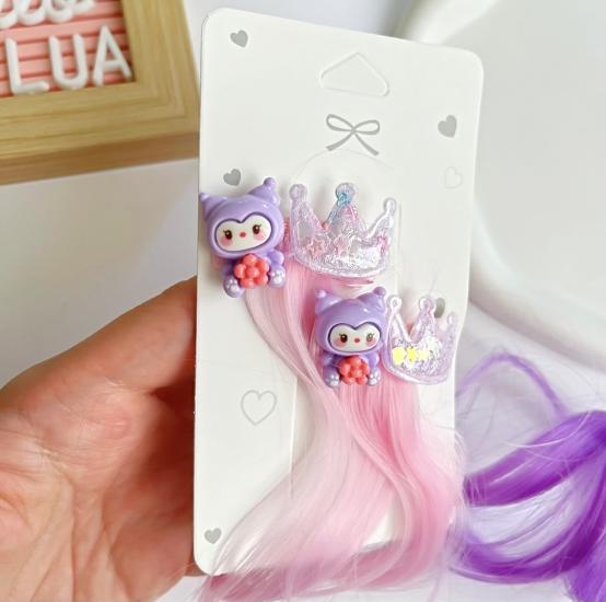 Kuromi figürlü ve saç detaylı pens toka çifti