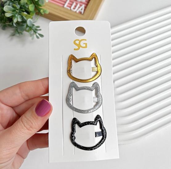 Kedi figürlü çıtçıt toka seti