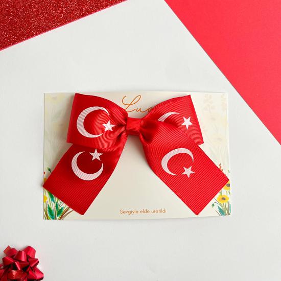 29 Ekim özel Türk Bayrak desenli fiyonk pens toka adet