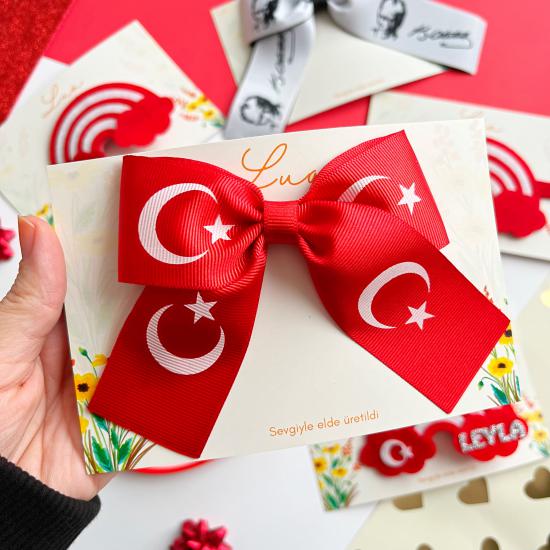 29 Ekim özel Türk Bayrak desenli fiyonk pens toka adet