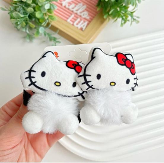 Hello kitty figürlü ponpon detaylı lastik toka çifti