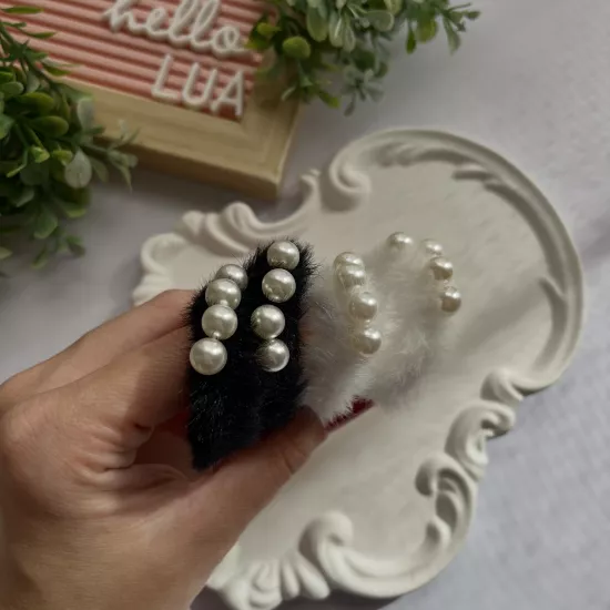 İnci detaylı peluş 4lü lastik toka 